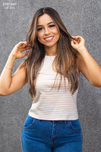 Top Básico de Rayas sin Mangas CDB-0987L