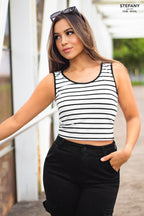 Top Básico de Rayas sin Mangas CDB-1004L