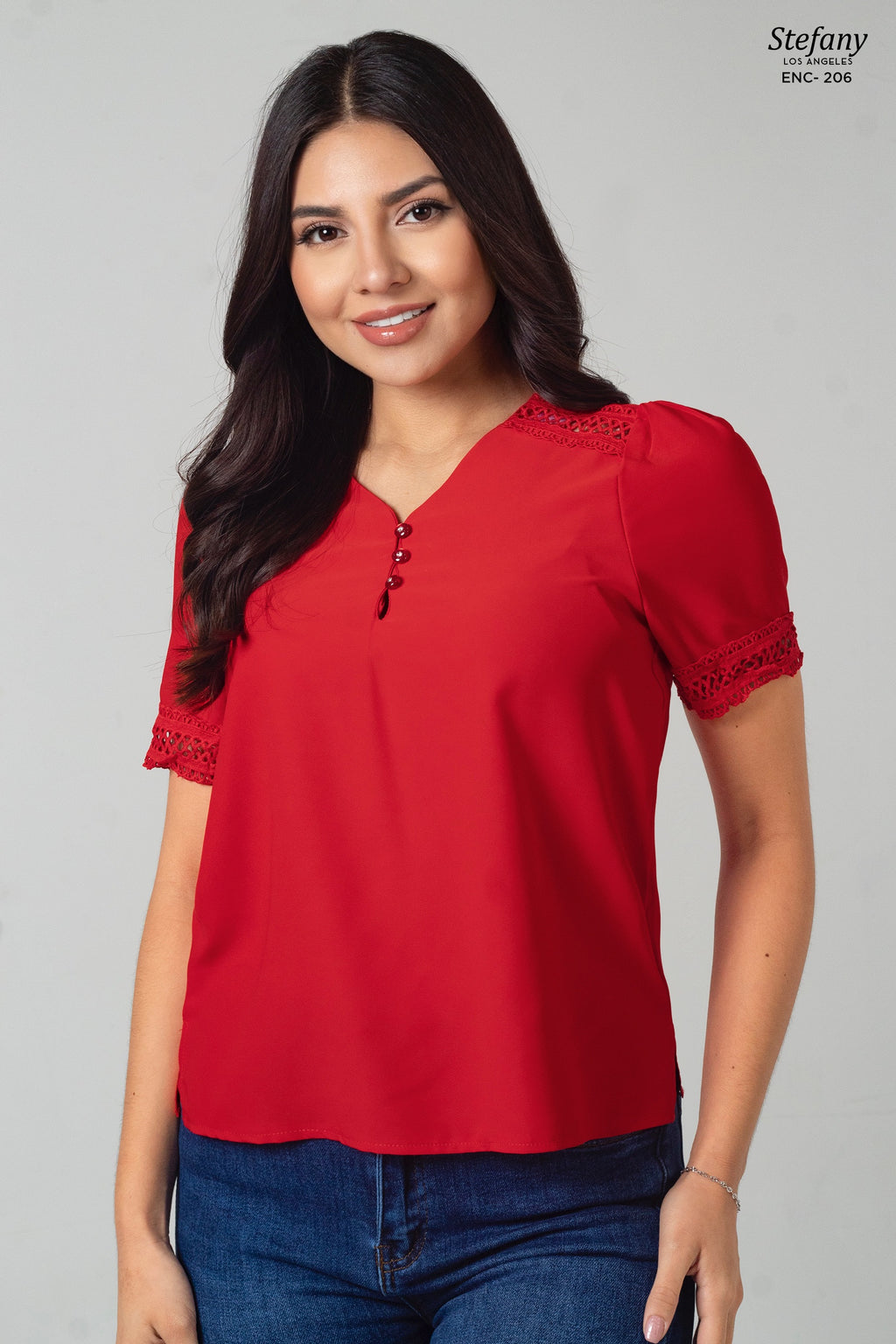 Blusa casual stretch con bordado ENC-206