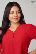 Blusa casual stretch con bordado ENC-206