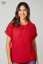 Blusa casual stretch con bordado ENC-207