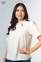 Blusa casual stretch con bordado ENC-211