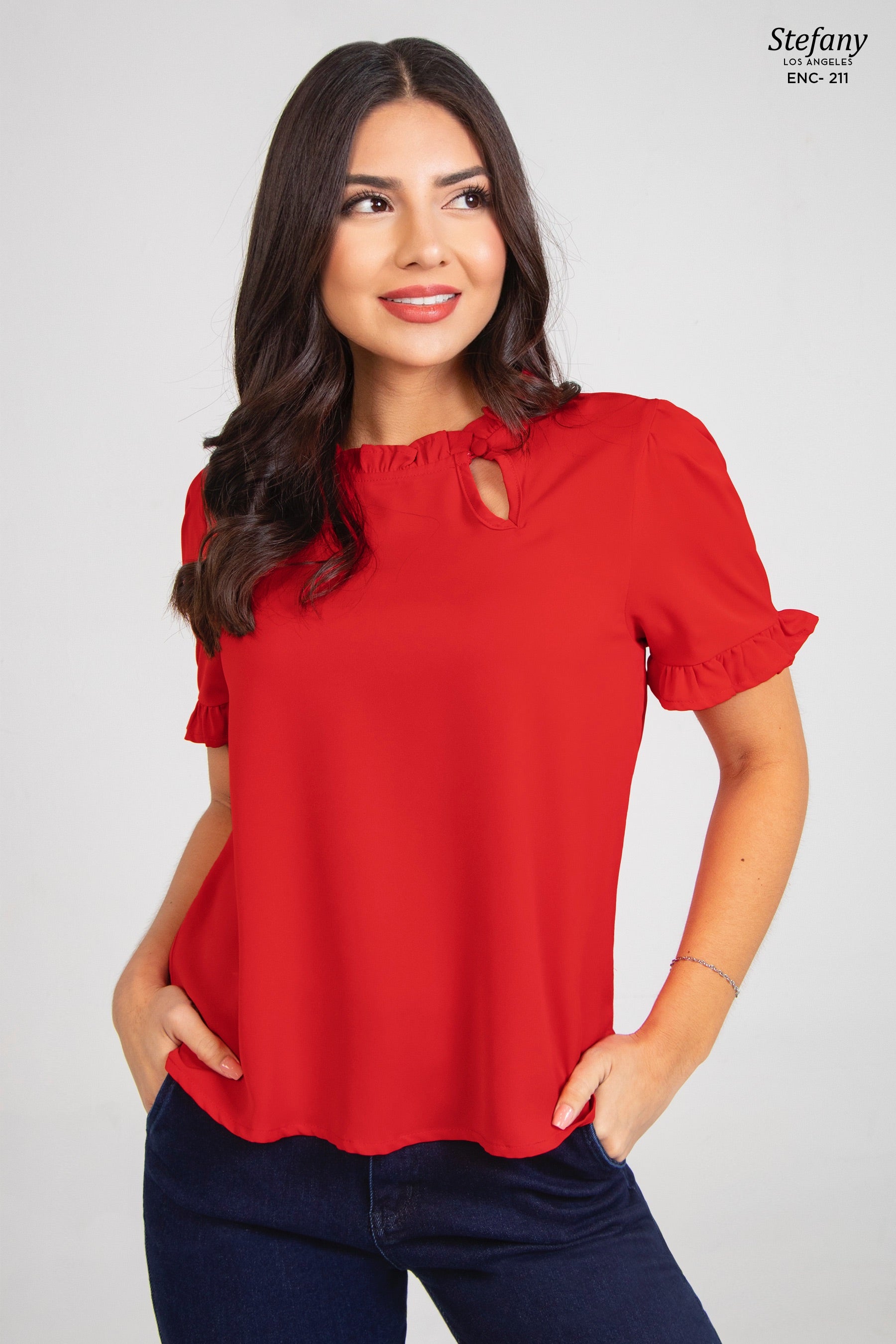 Blusa casual stretch con bordado ENC-211