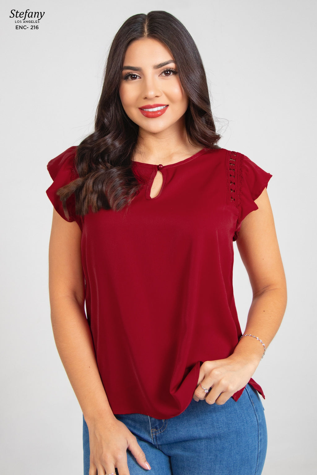 Blusa casual stretch con bordado ENC-216
