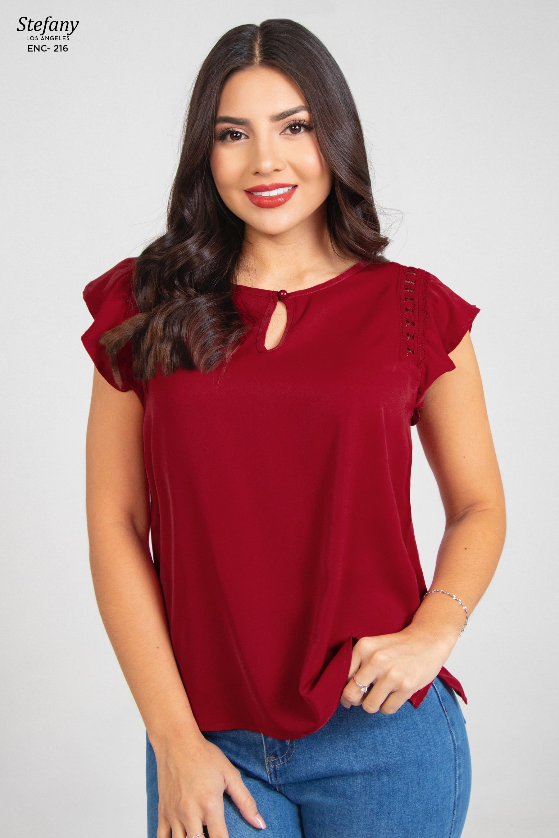 Blusa casual stretch con bordado ENC-216