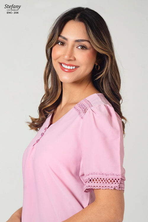 Blusa casual stretch con bordado ENC-206