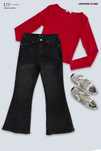 Cropped Flare Jeans GSLD-8514