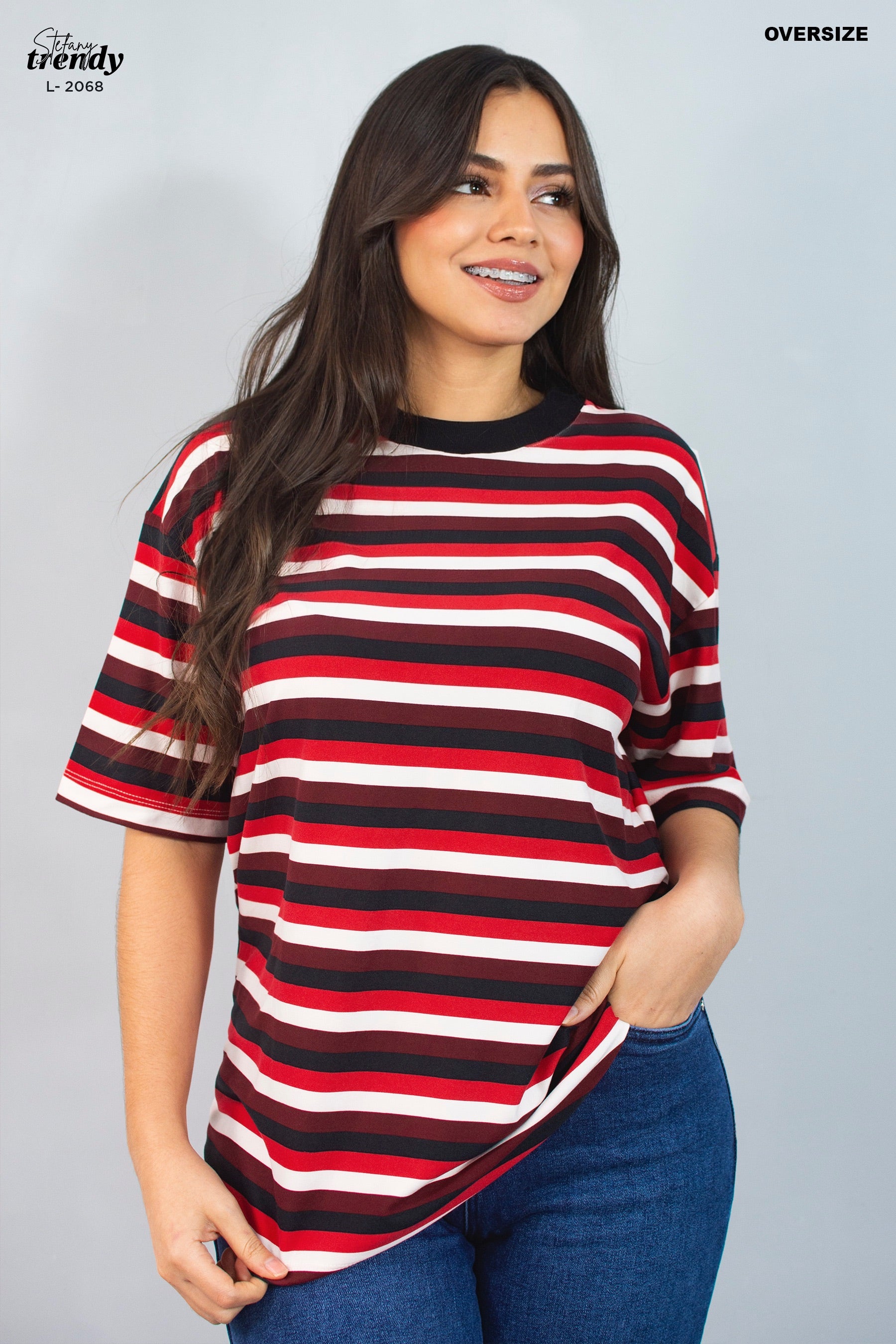 Camiseta Oversize de Rayas L-2068