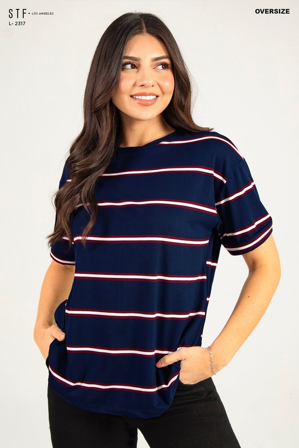 Camiseta Oversize de Rayas L-2317