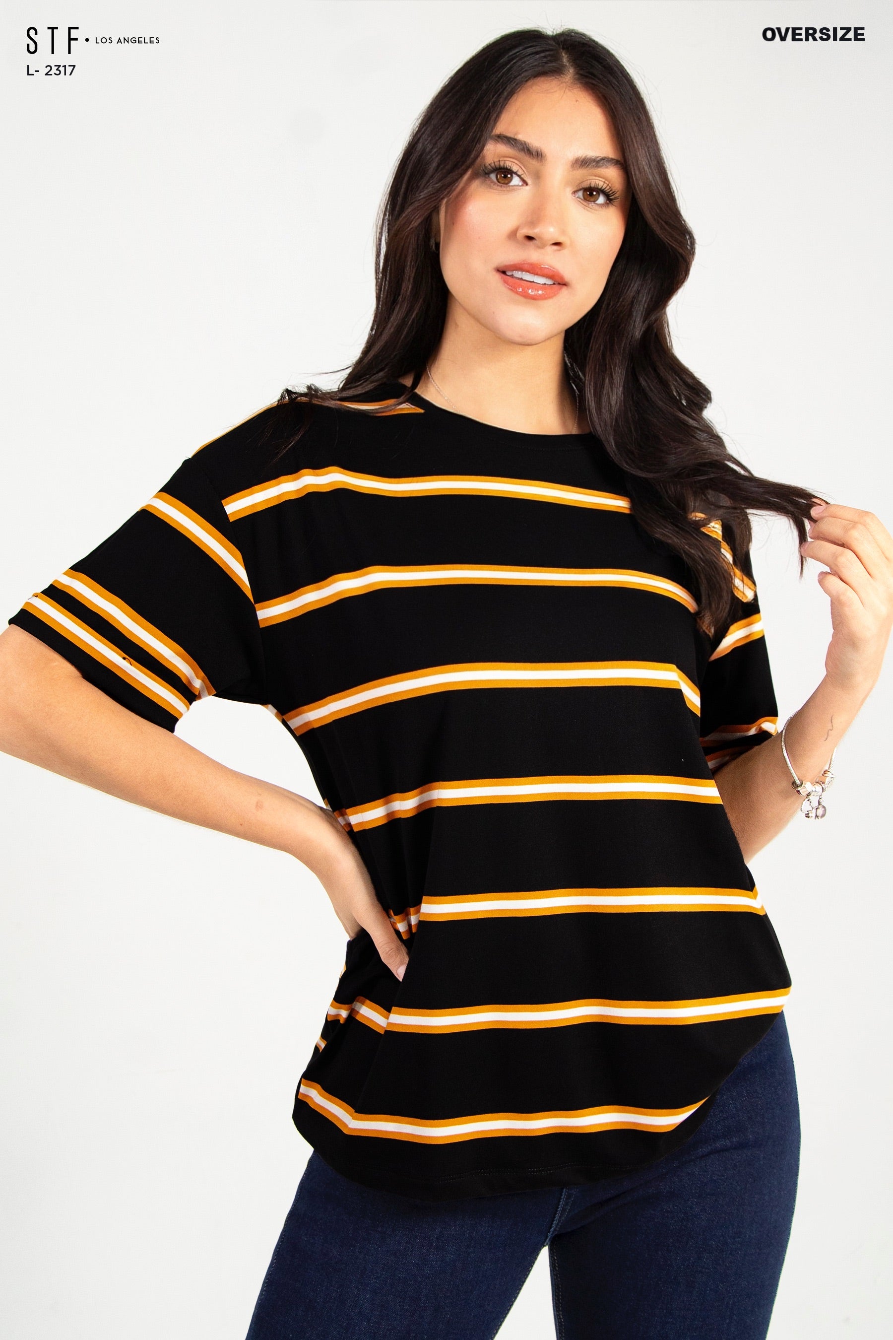 Camiseta Oversize de Rayas L-2317