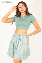 Falda midi de flores L-2327