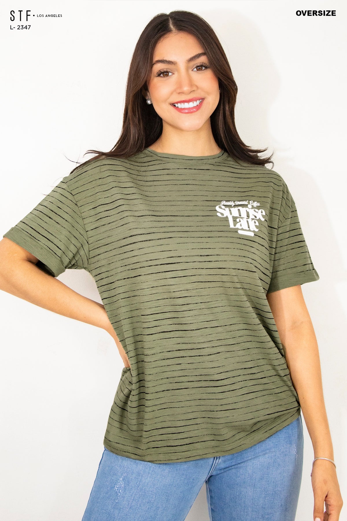 Camiseta Oversize de Rayas L-2347