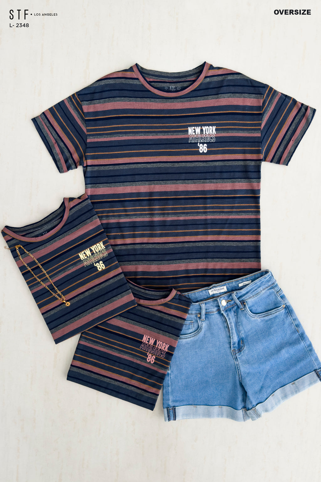Camiseta Oversize de Rayas L-2348