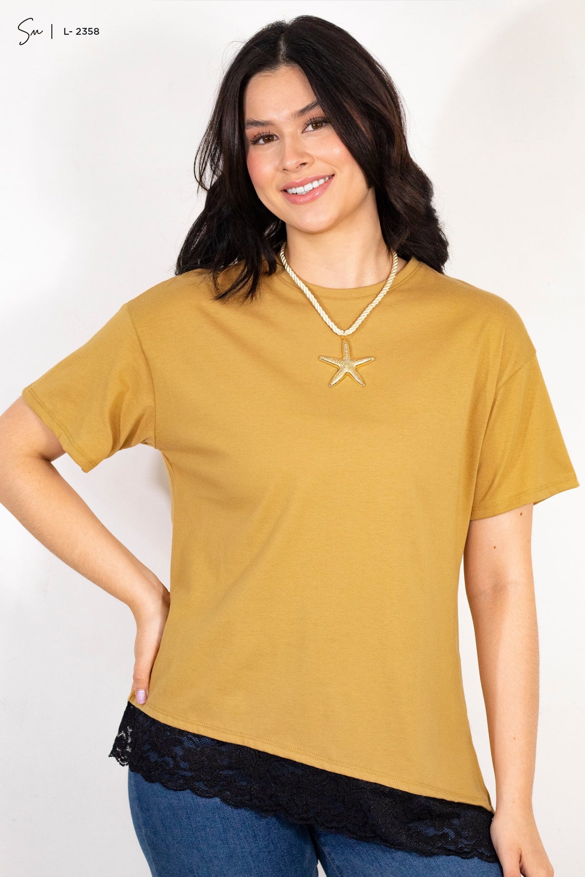 Camiseta oversize de encaje L-2358