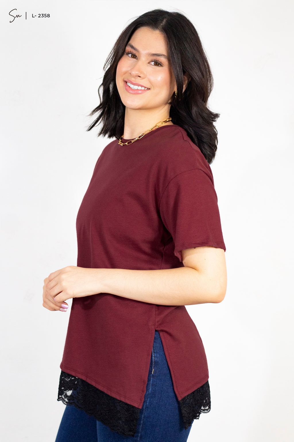 Camiseta oversize de encaje L-2358