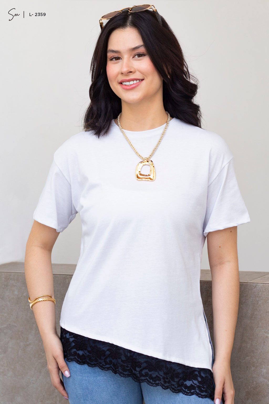 Camiseta oversize de encaje L-2359