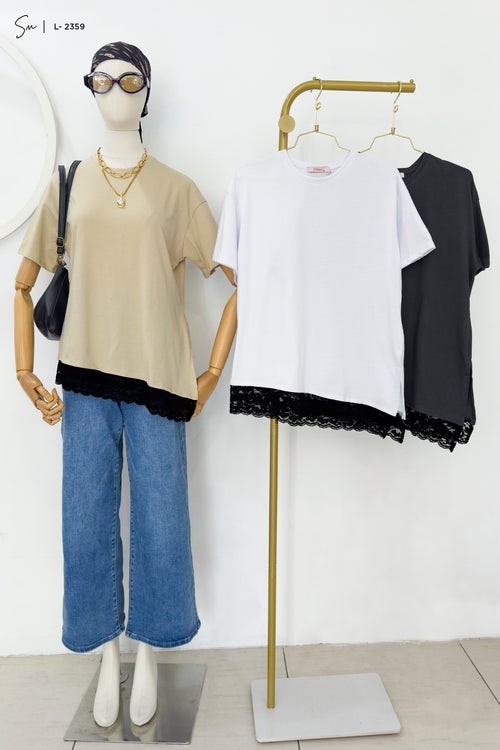 Camiseta oversize de encaje L-2359