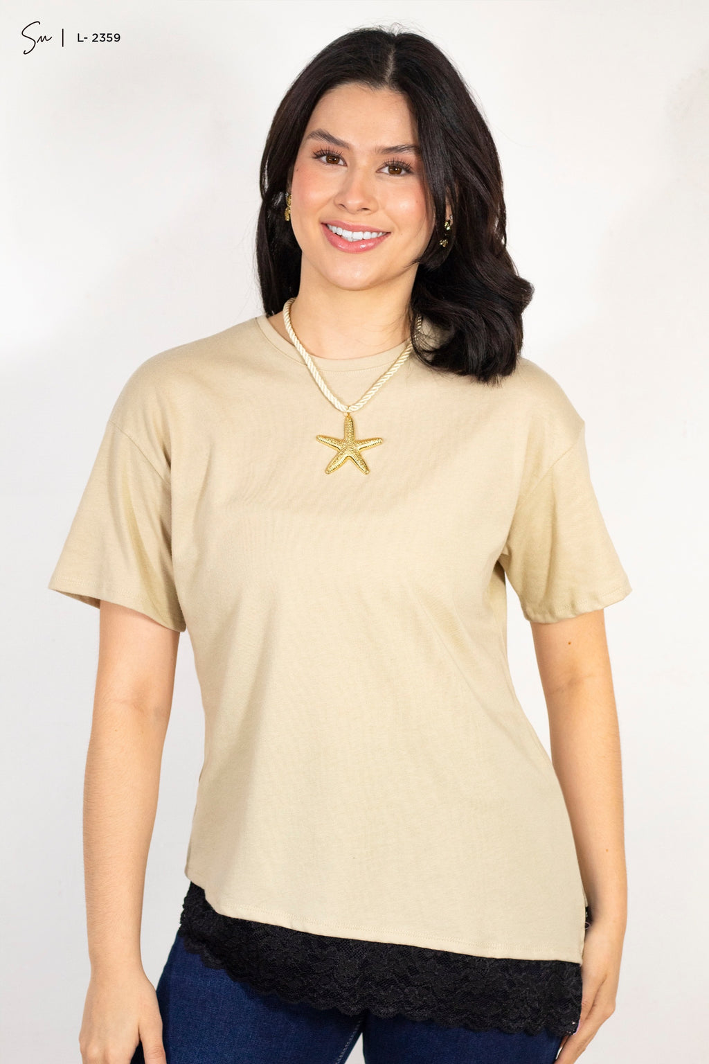 Camiseta oversize de encaje L-2359