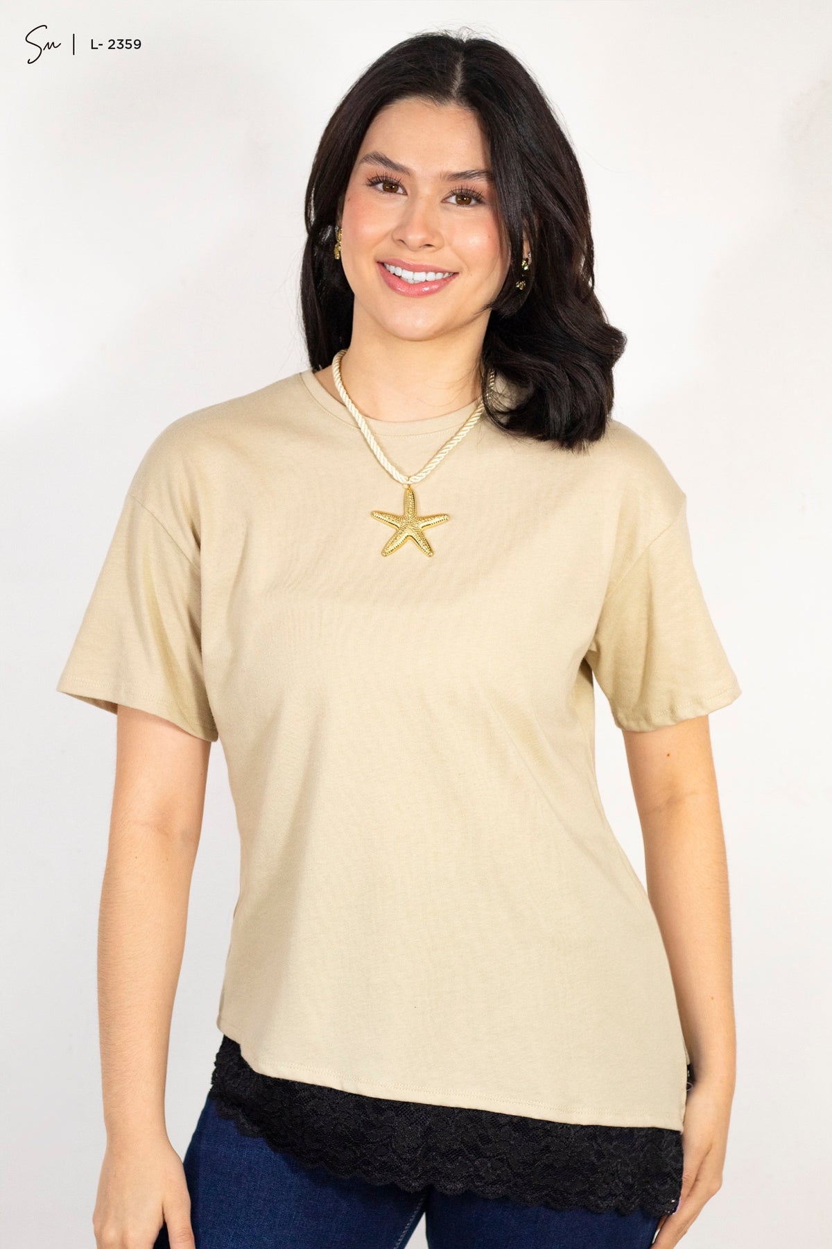 Camiseta oversize de encaje L-2359