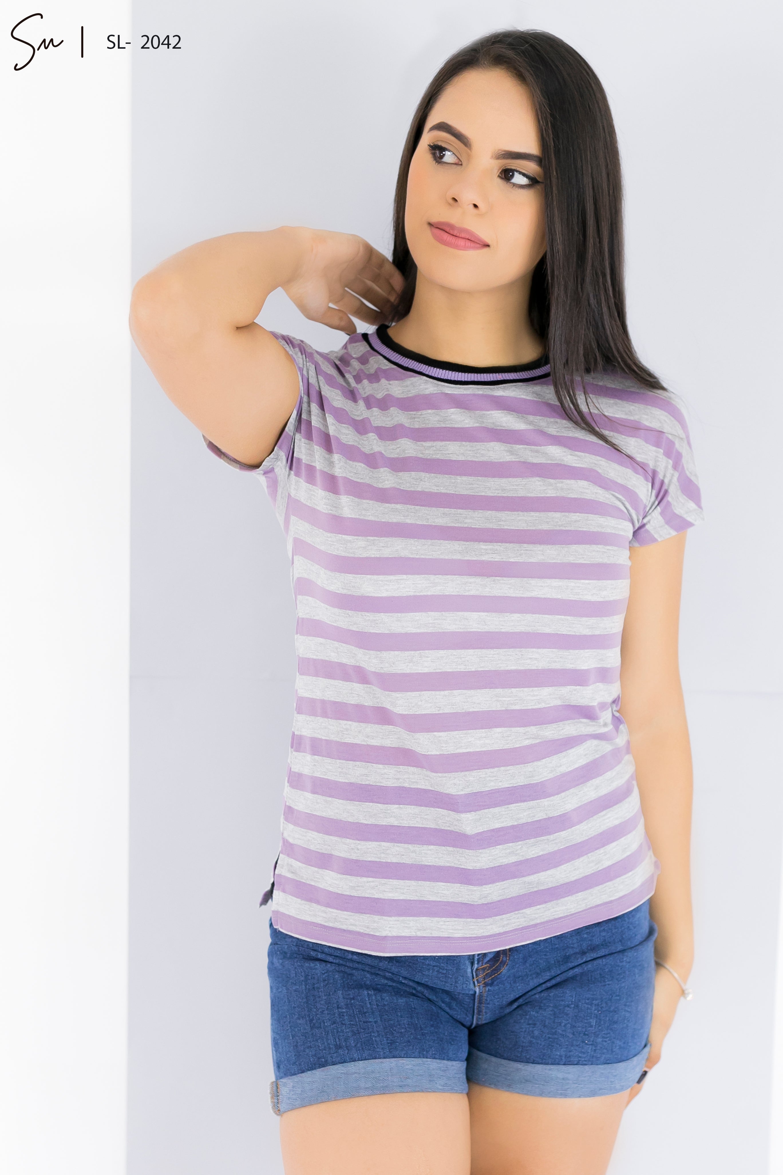 Camiseta Normal de Rayas SL-2042