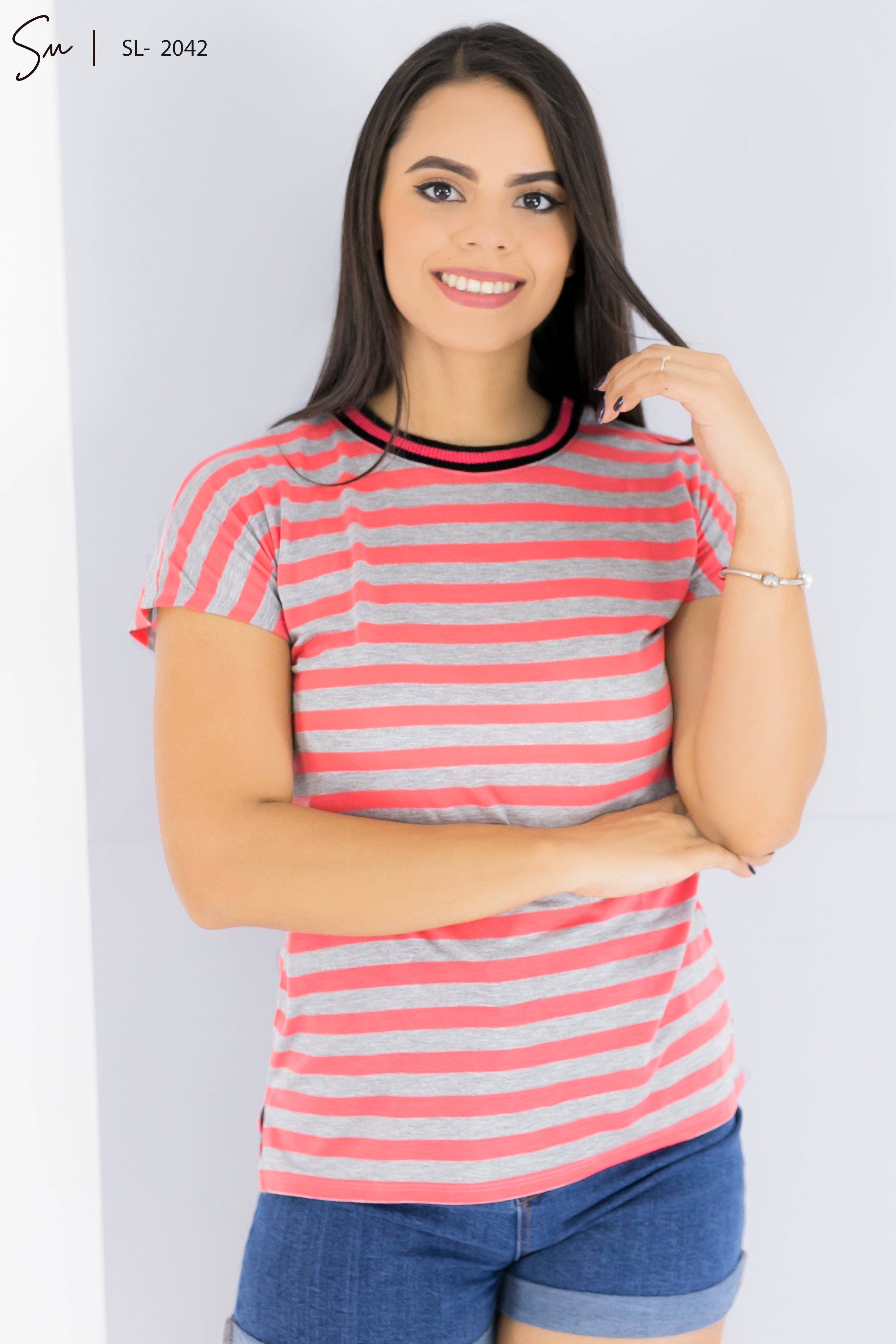 Camiseta Normal de Rayas SL-2042