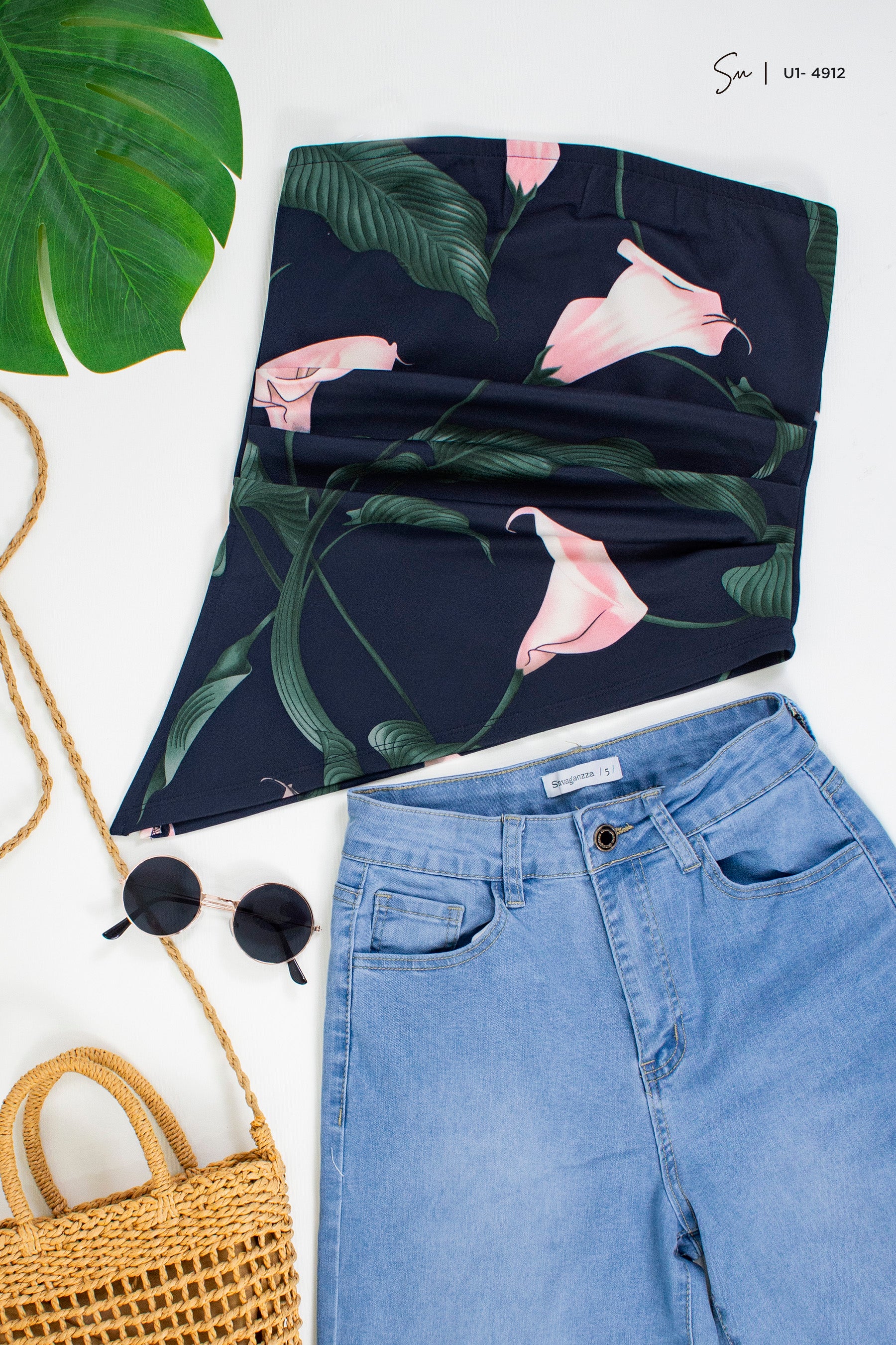 Top Strapless Floral U1-4912