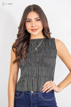 Blusa fruncida sin mangas U1-5257