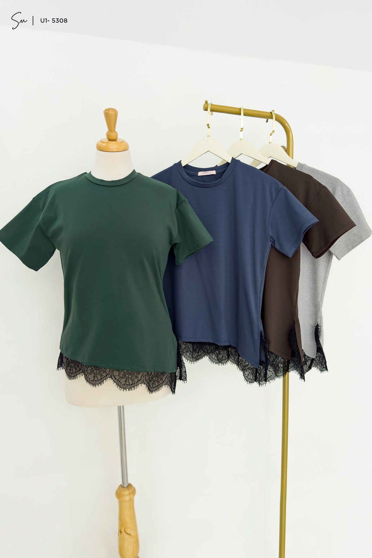 Camiseta oversize de encaje U1-5308