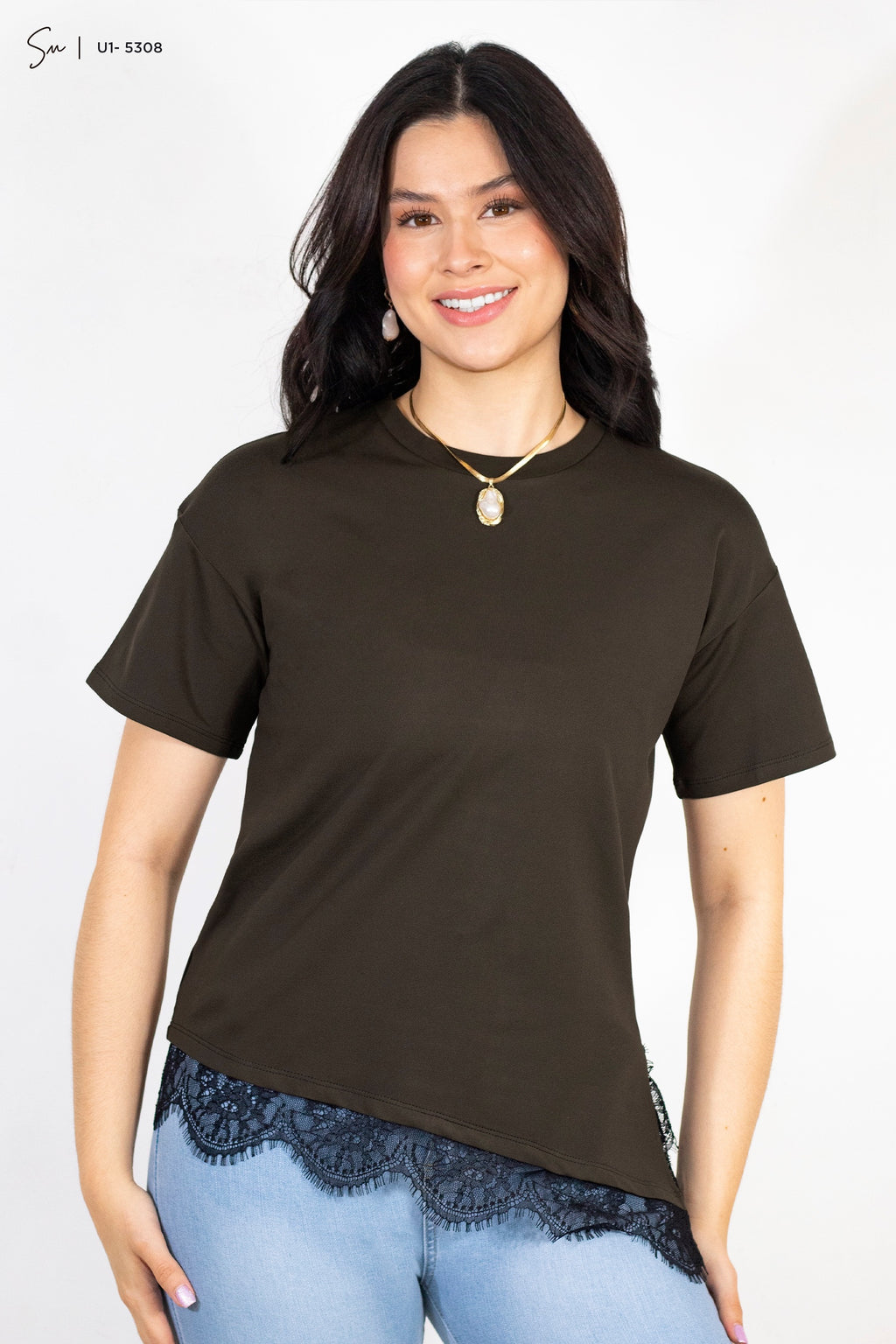 Camiseta oversize de encaje U1-5308