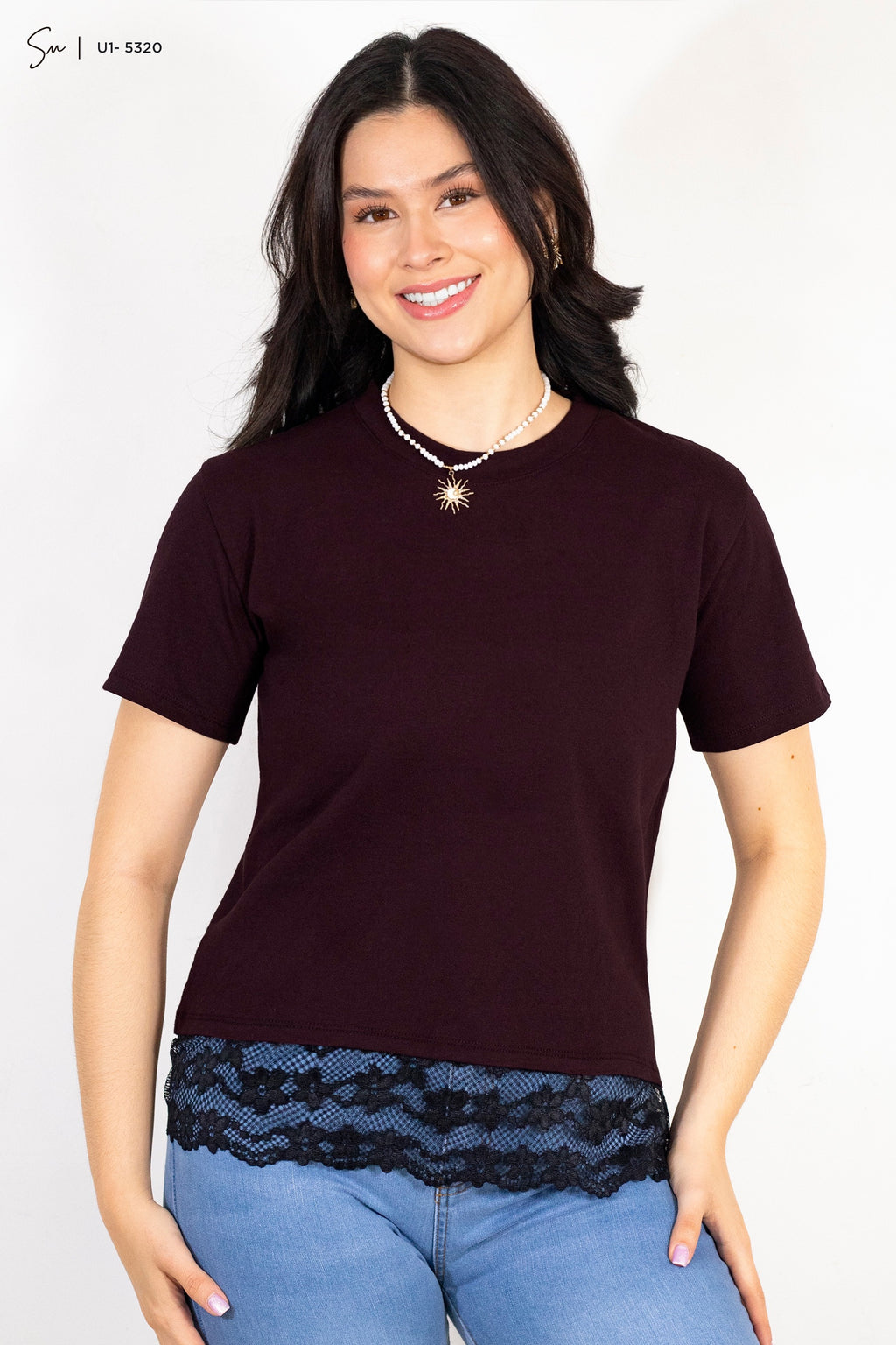 Camiseta oversize de encaje U1-5320