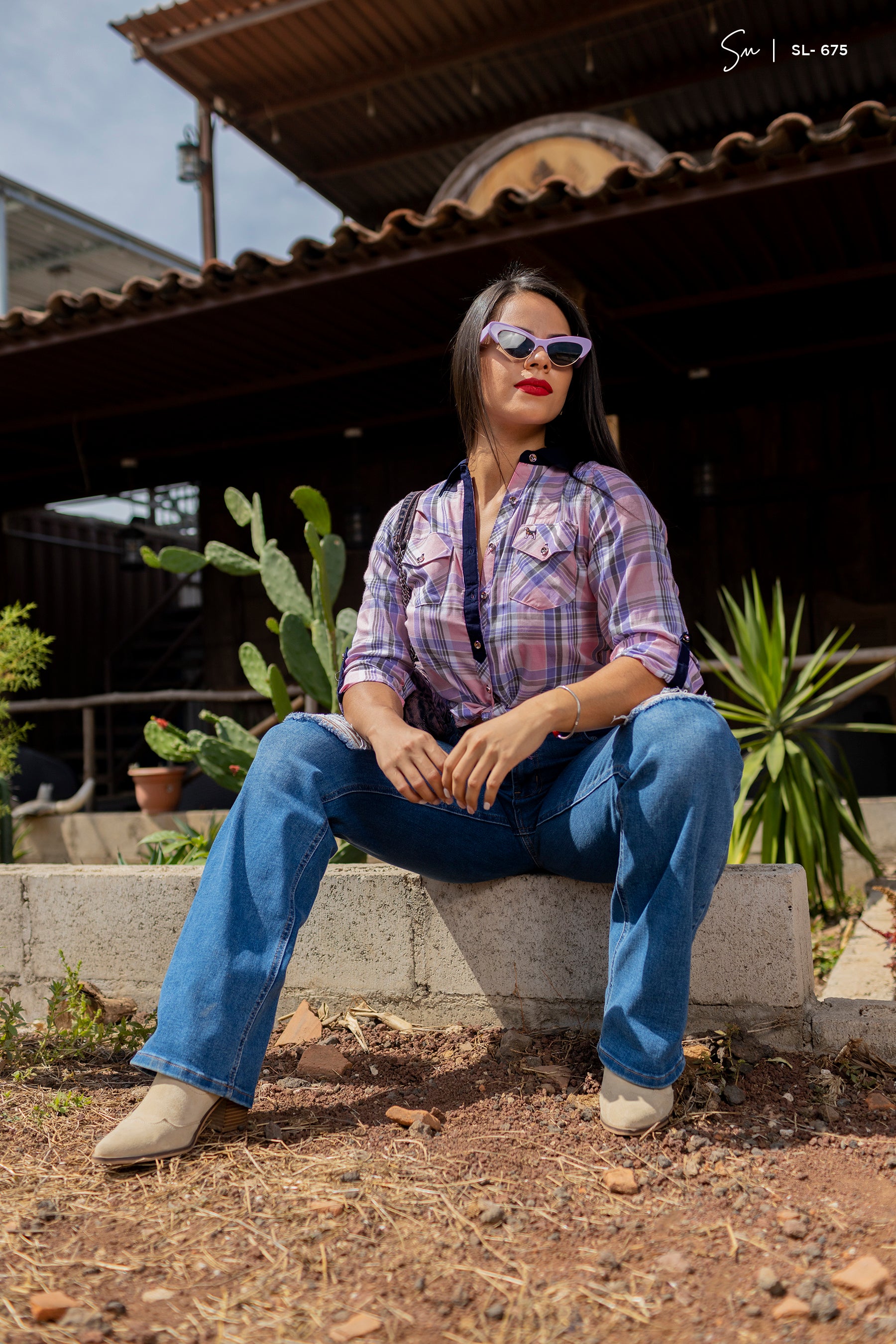 Blusa manga larga Cuadriculada SL-675